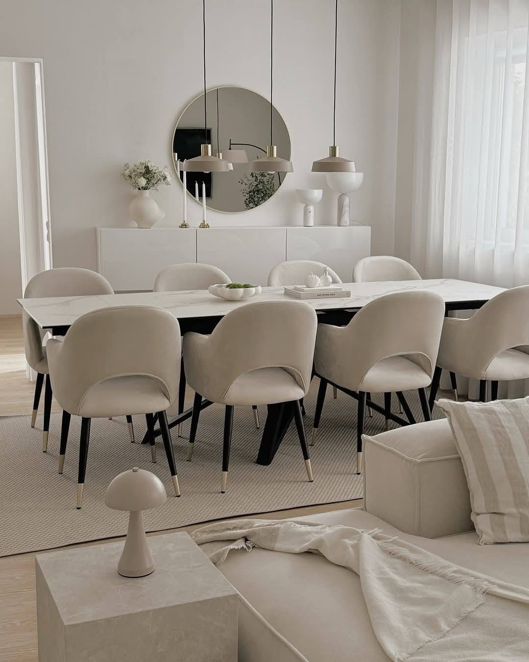 Soft neutral dining and living room